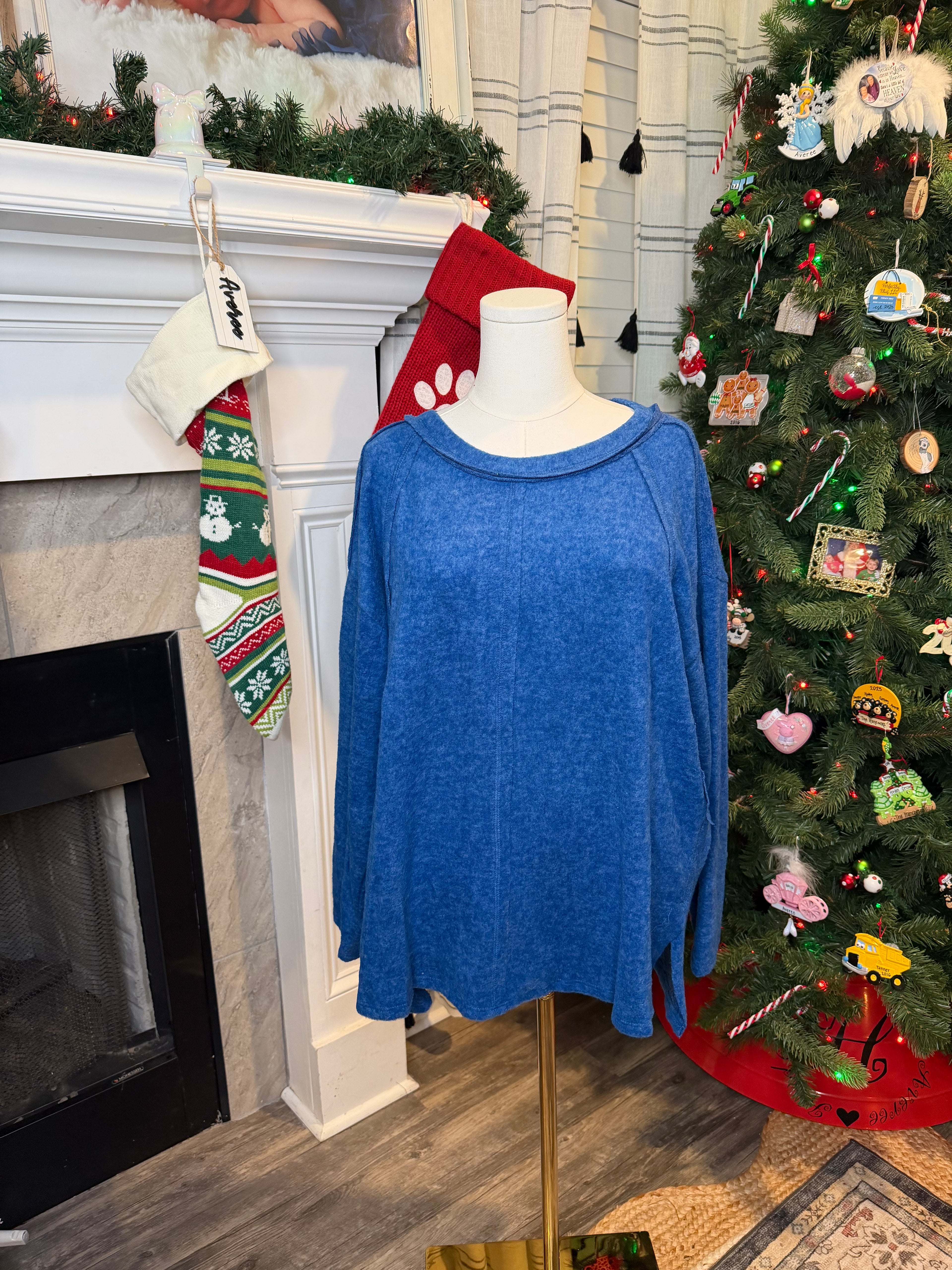 Zenana Exposed Seam Fuzzy Sweater