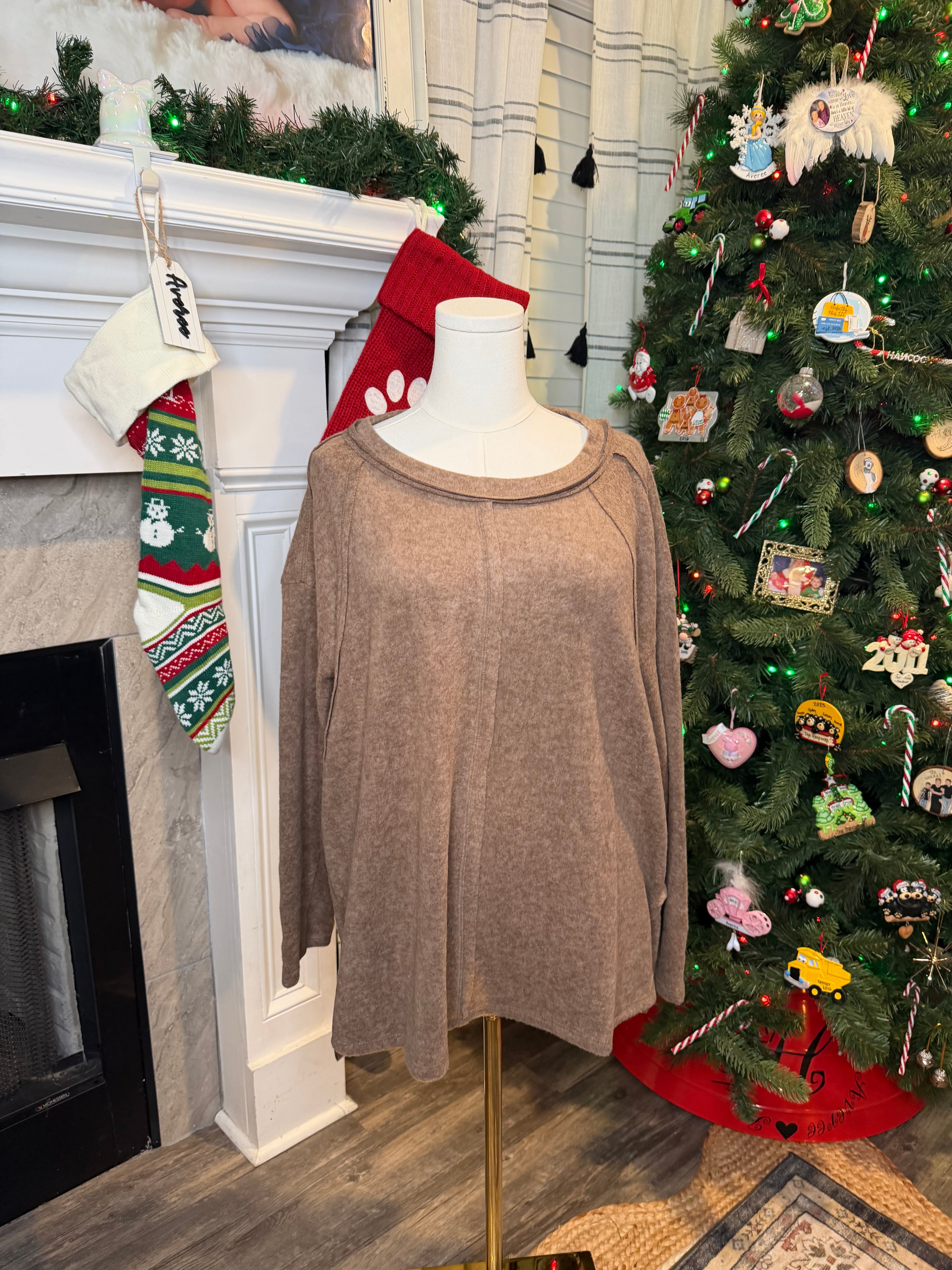 Zenana Exposed Seam Fuzzy Sweater