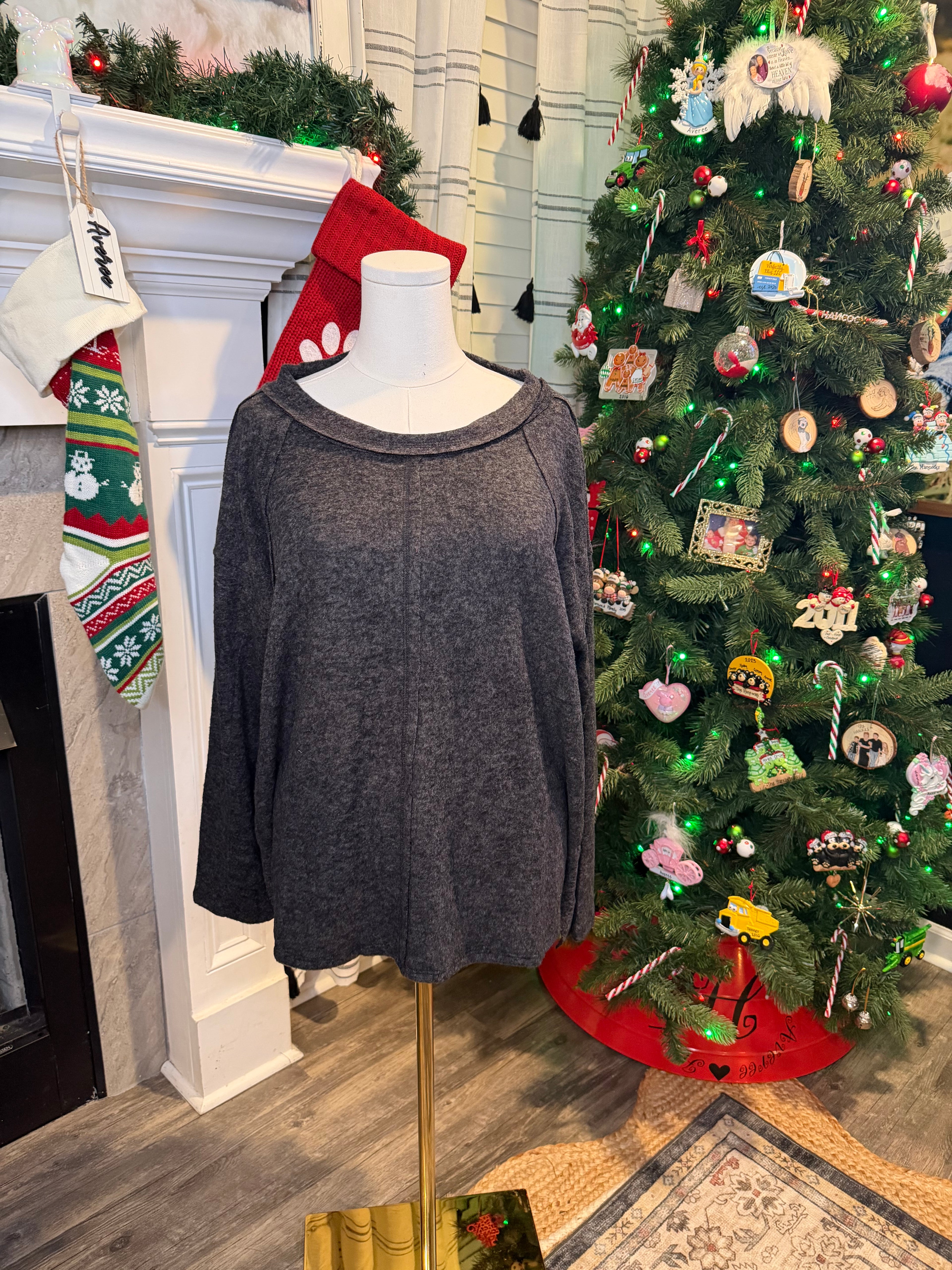 Zenana Exposed Seam Fuzzy Sweater