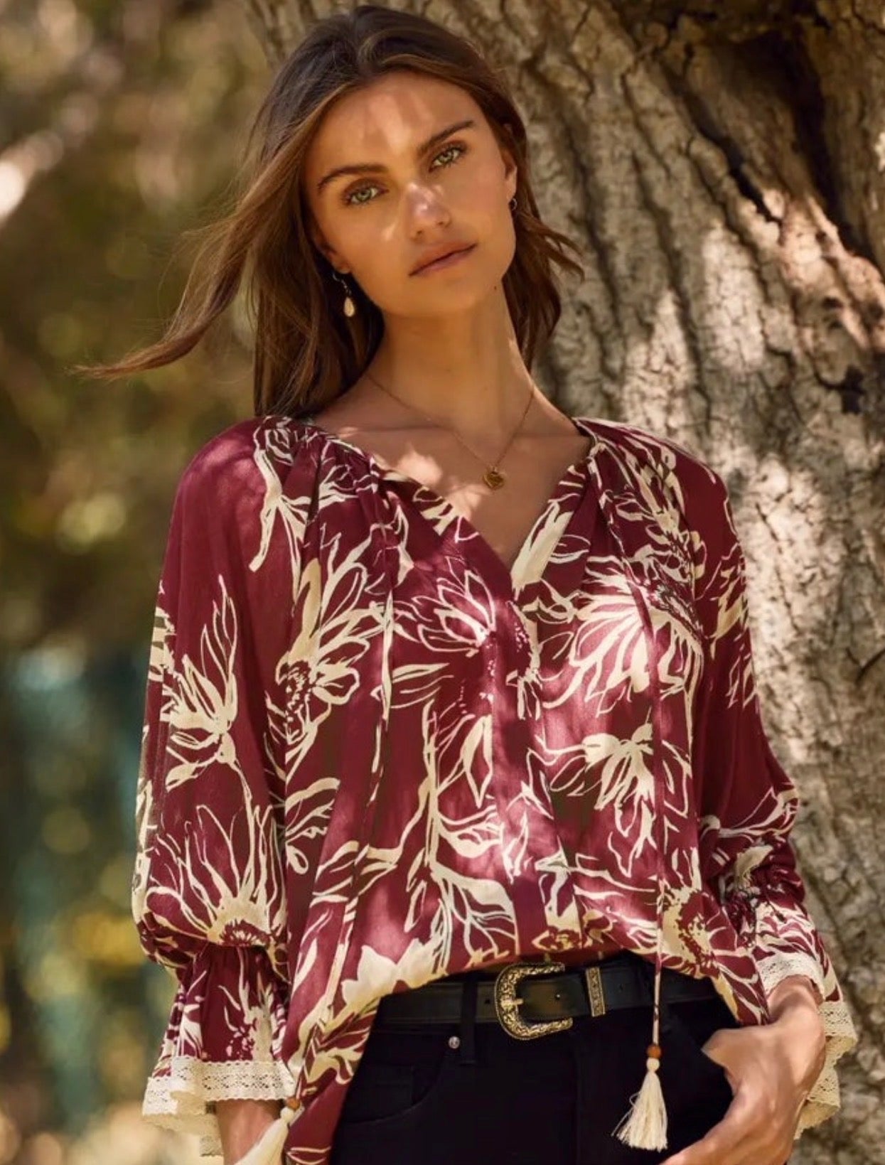 Burgundy Floral Top