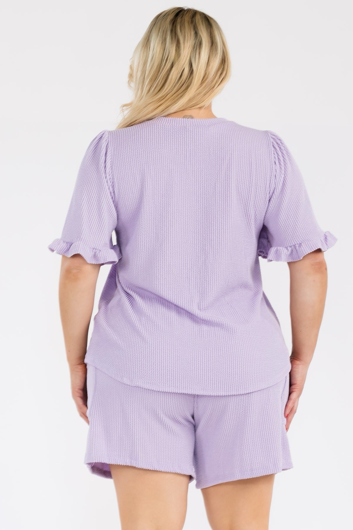 Ribbed Ruffle Sleeve Top