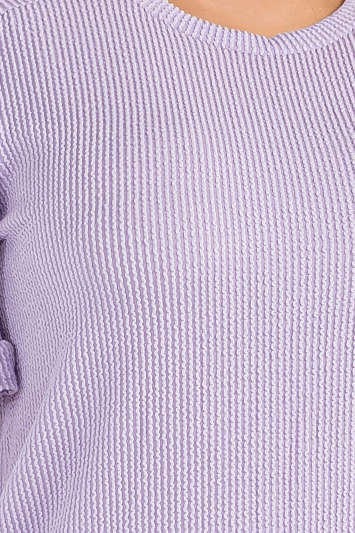 Ribbed Ruffle Sleeve Top