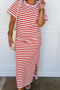 Strawberry Soda Scalloped Stripe Dress