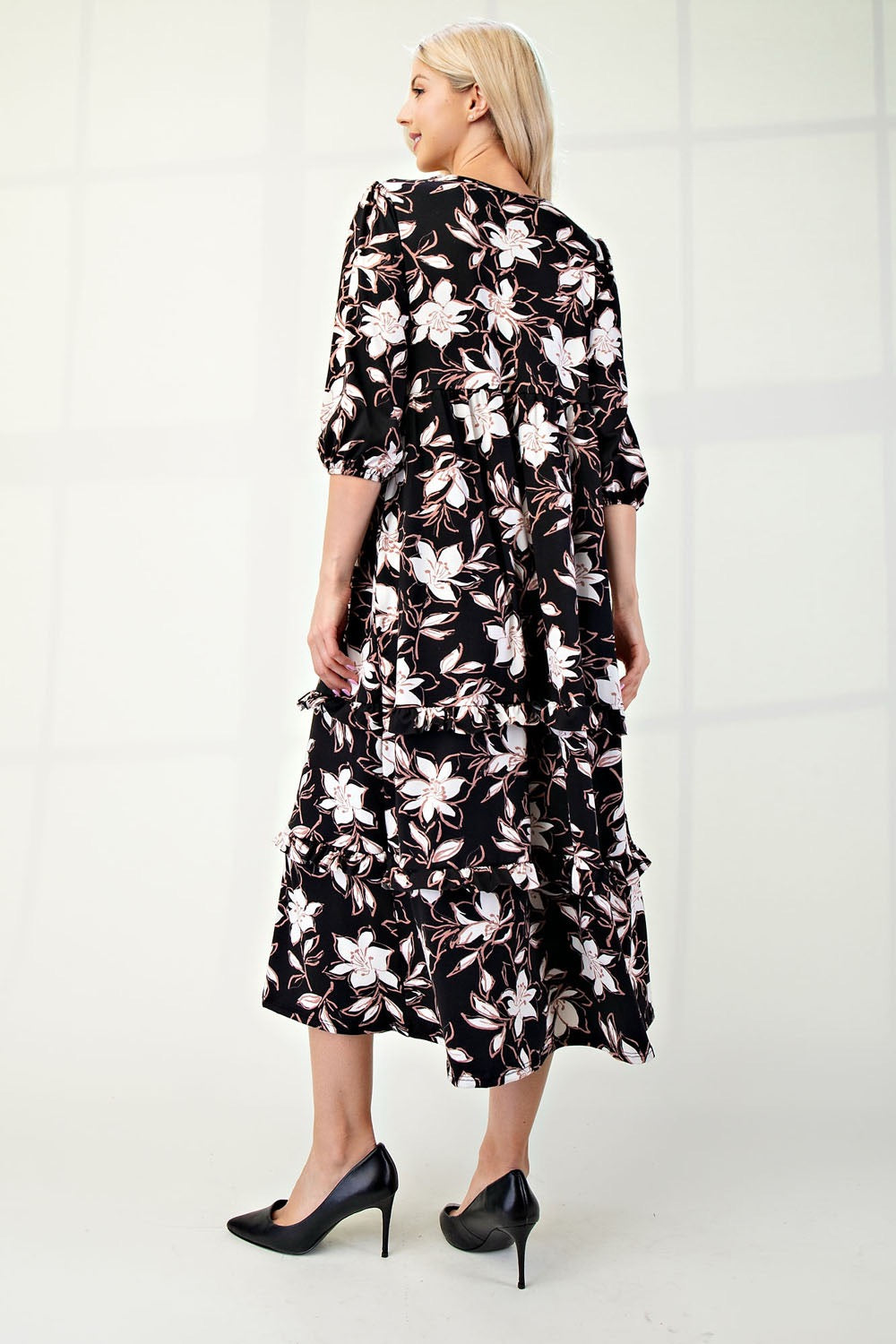 Sunday Floral Tiered Midi-Dress