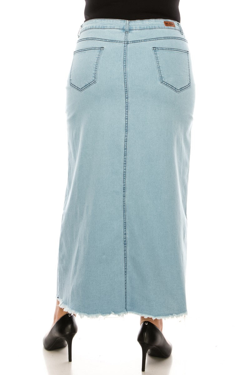 Be Girl Light Washed Long Denim Skirt
