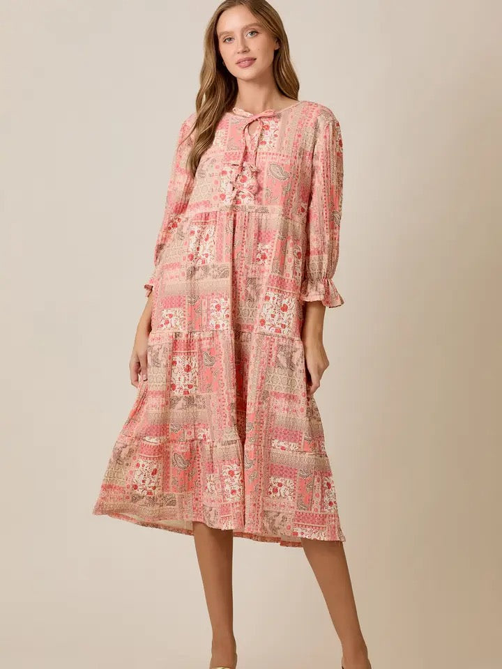 Peachy Sunset Midi Dress