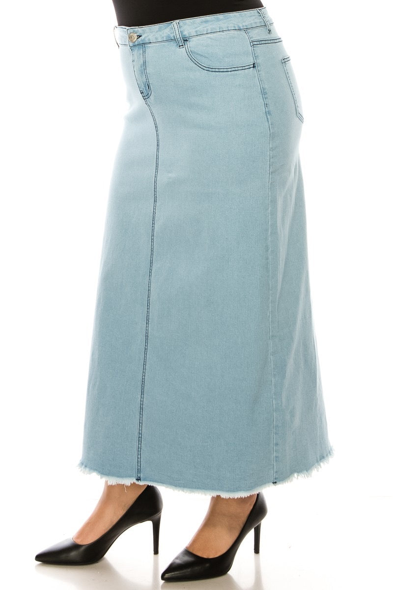 Be Girl Light Washed Long Denim Skirt