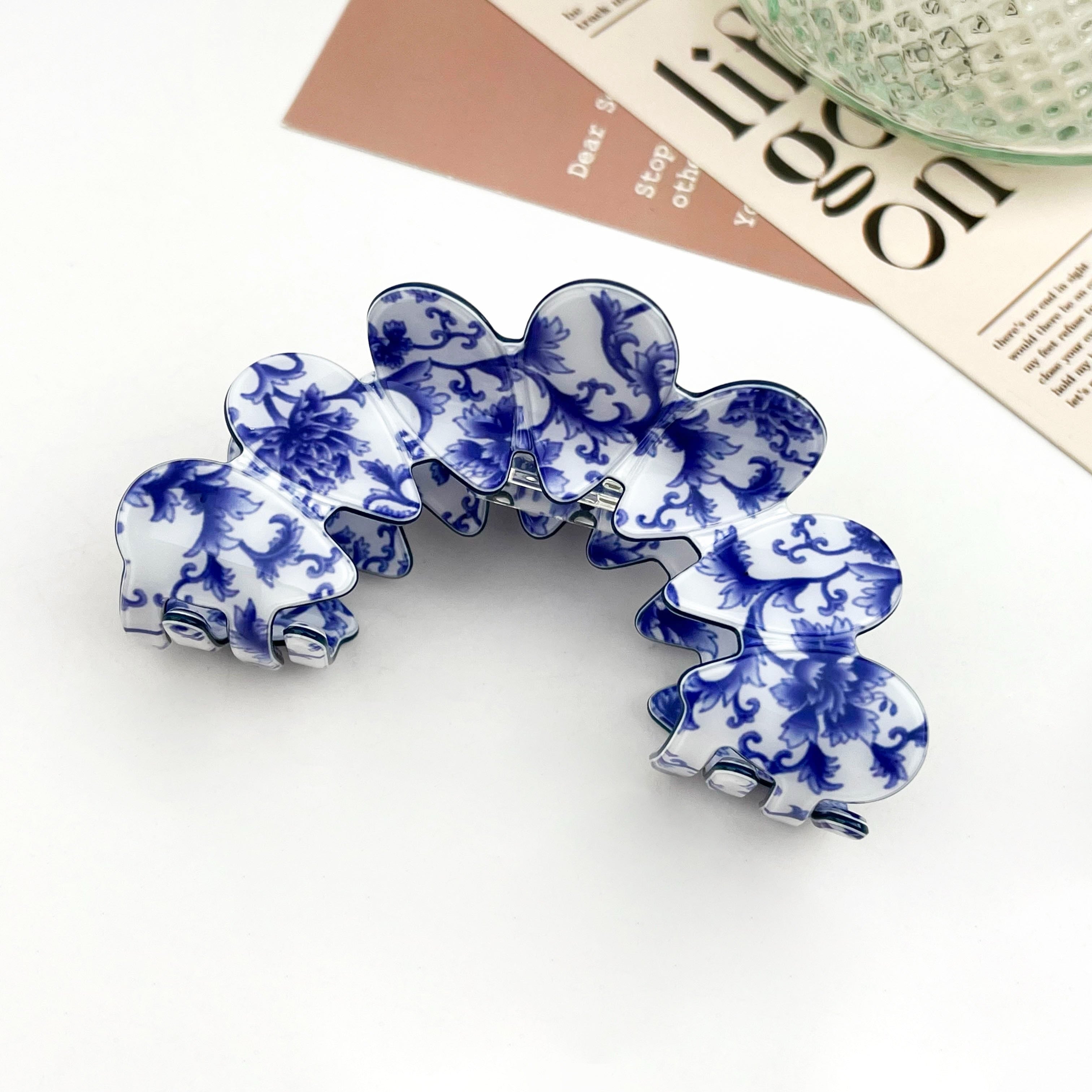 Blue Porcelain Wave Hairclip