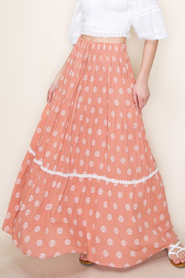 Peachy Daisy Maxi Skirt