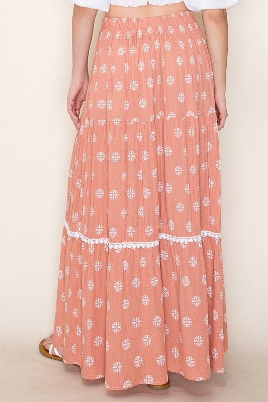 Peachy Daisy Maxi Skirt