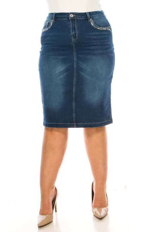 Be Girl Short Denim Fancy Pocket Skirt