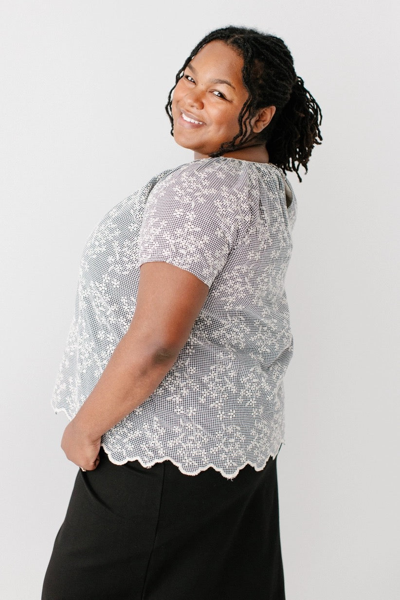 Floral Gingham Top