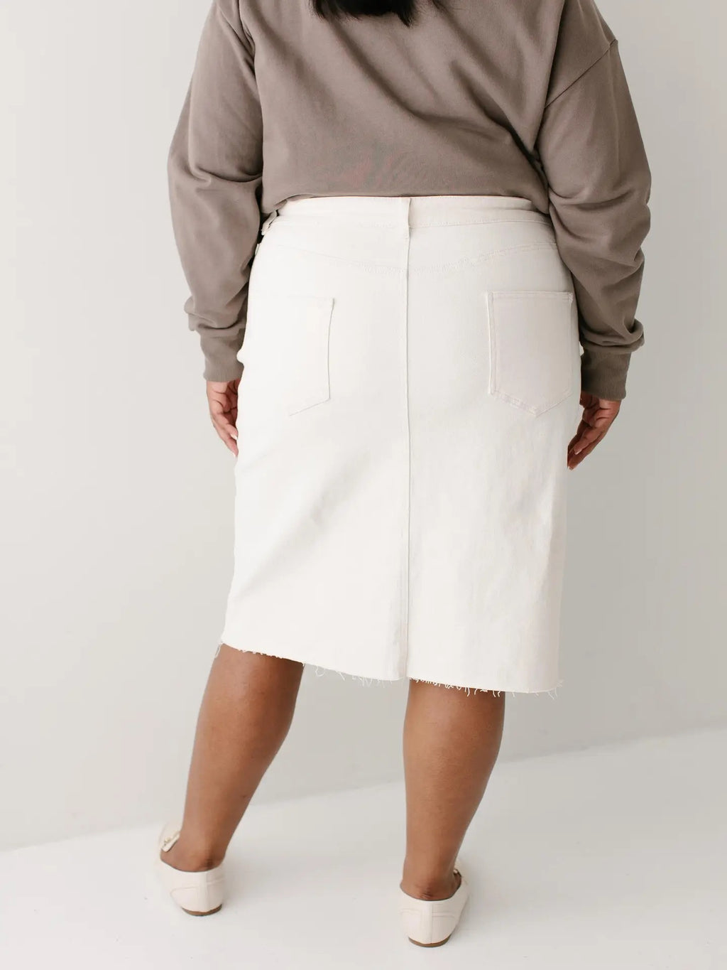 Ivory Denim Skirt