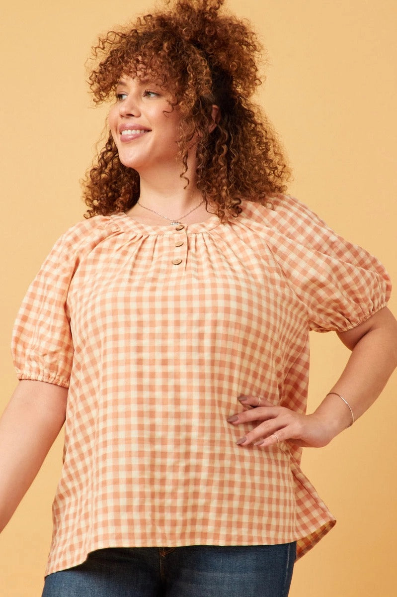 Peachy Gingham Top