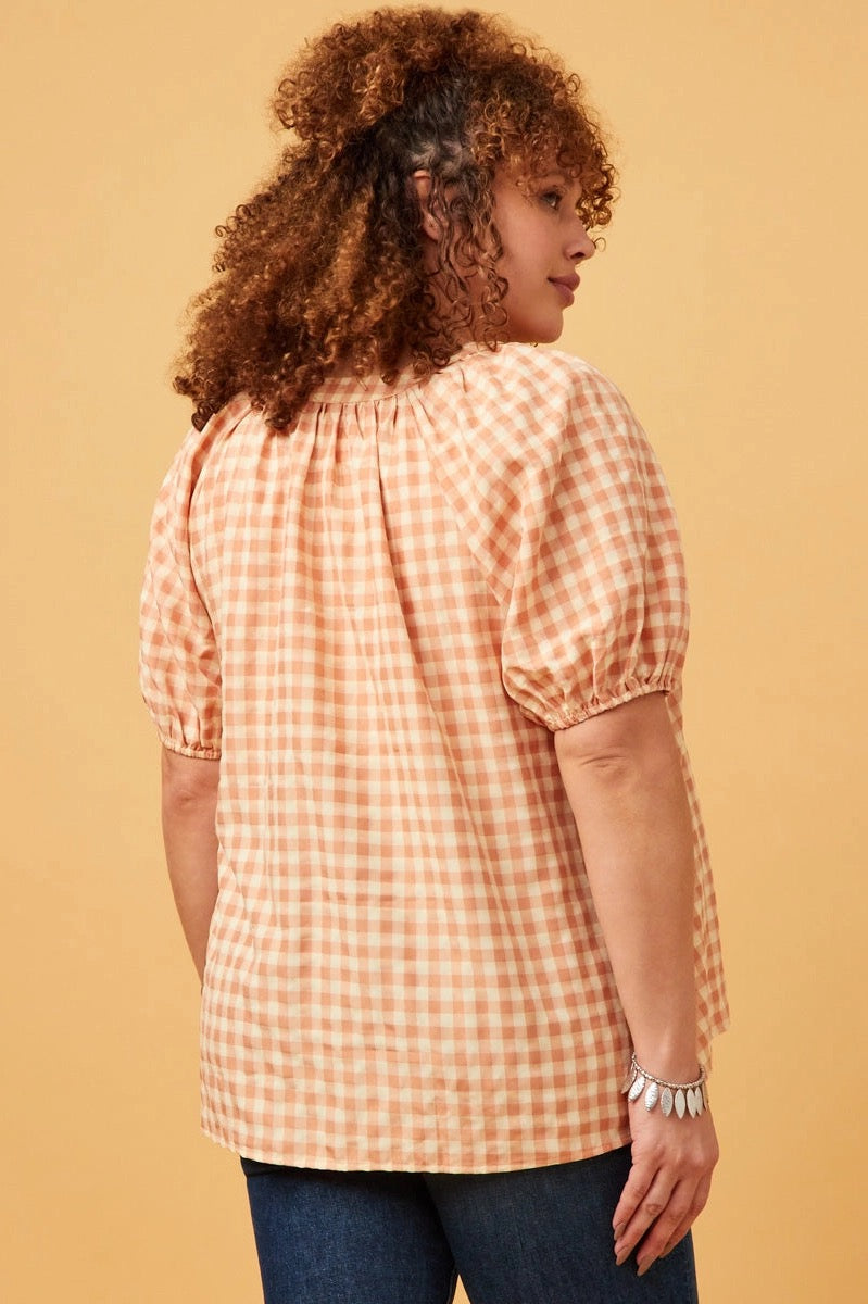 Peachy Gingham Top