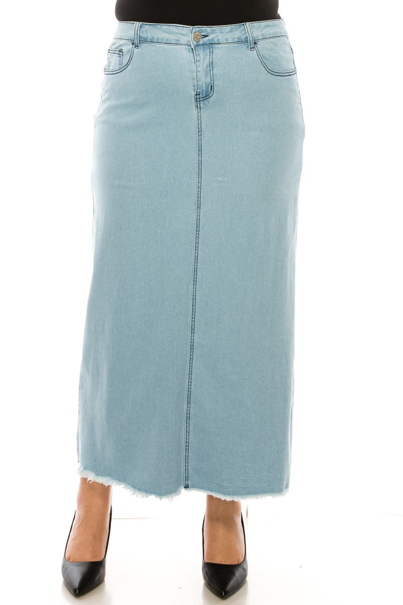 Be Girl Light Washed Long Denim Skirt
