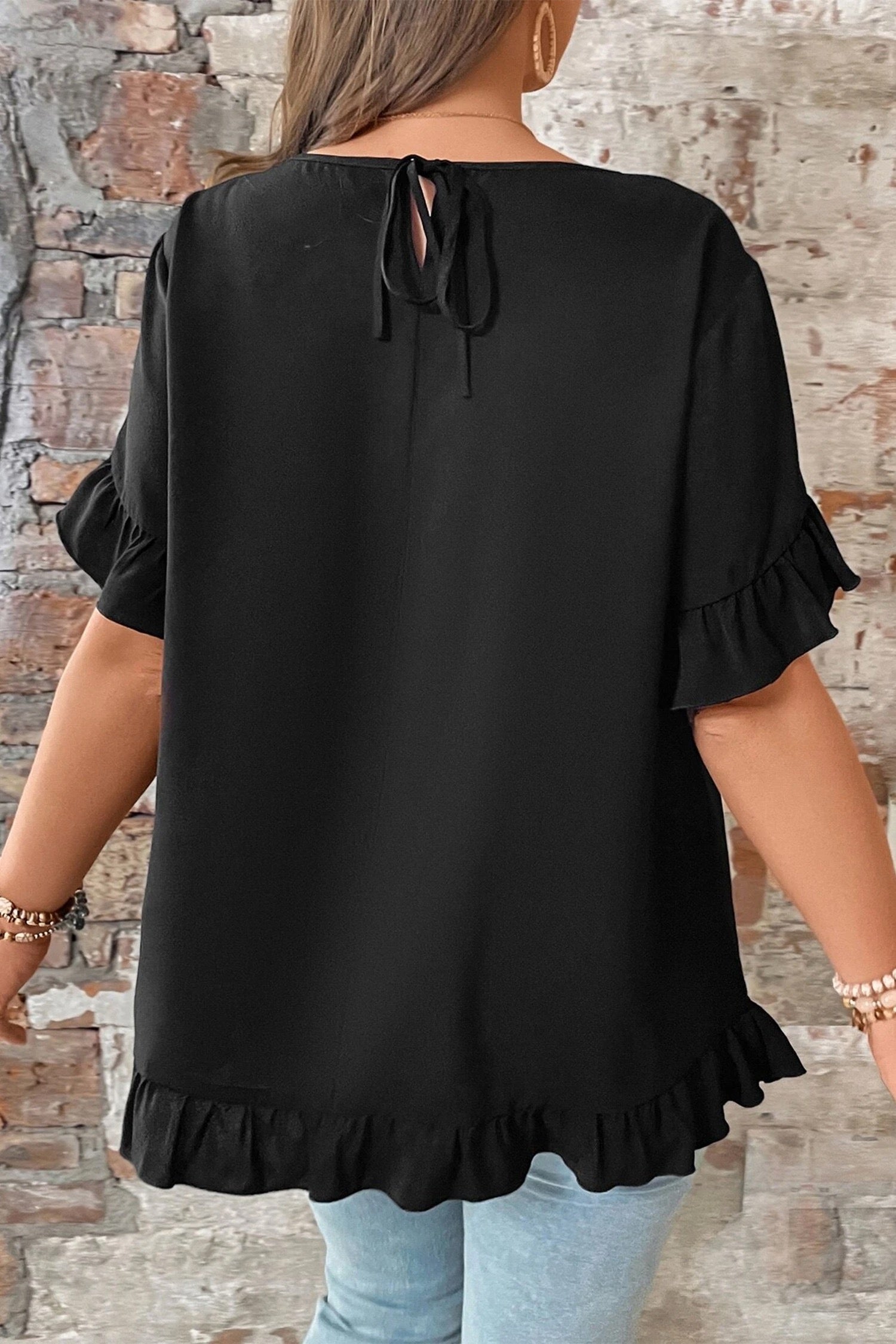Black Ruffle Top